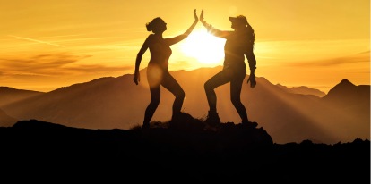 Woman reconnecting with purpose at sunrise